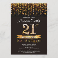 Étonnez le 21èmes noir et or d'invitation