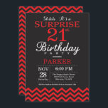 Invitation Étonnez le 21èmes noir et rouge d'invitation<br><div class="desc">Étonnez la 21ème invitation d'anniversaire avec Chevron noir et rouge. Tableau. Anniversaire adulte. Invitation d'anniversaire d'homme ou de femmes. Pour davantage de personnalisation,  cliquez sur svp la "personnaliser il" bouton et utilisez notre outil de conception pour modifier ce modèle.</div>