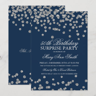 Invitation Étonnez le cinquantième bleu marine de parties