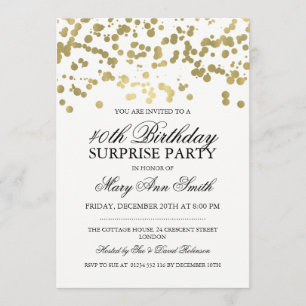 Invitation Étonnez les quarantième confettis de feuille d'or