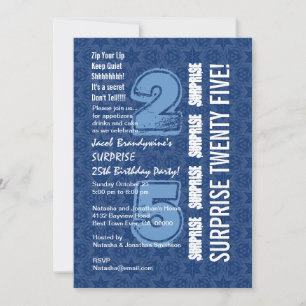 Invitation ÉTONNEZ W544 bleu du 25ème anniversaire et blanc