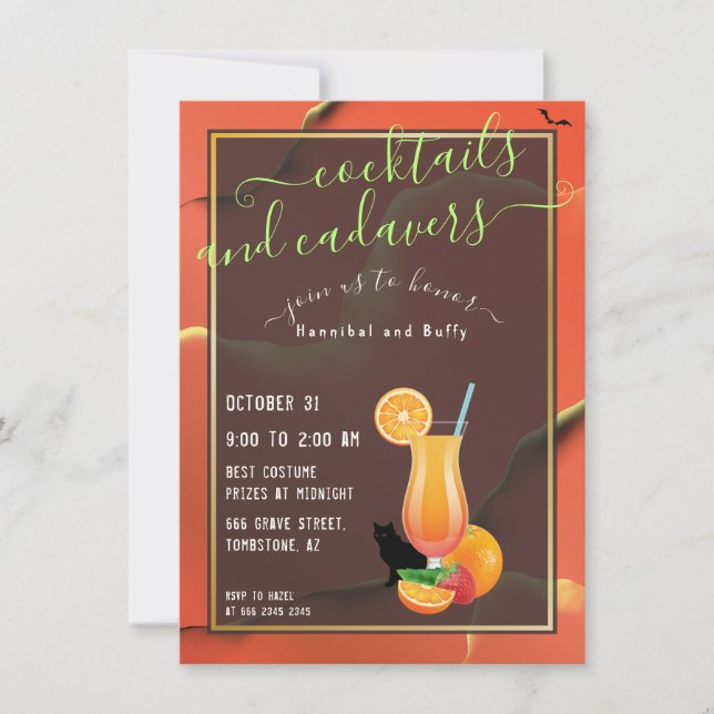 Invitation Étrange Halloween parodique Cocktails et Cadavres (Devant)