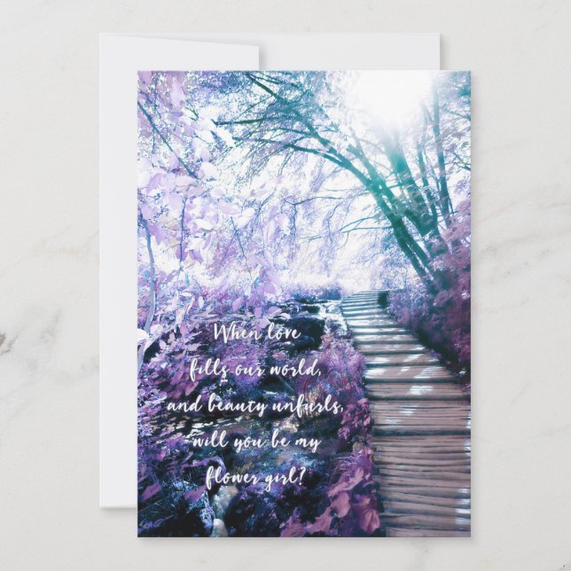 Invitation être ma fille de fleurs forêt enchantée (Devant)