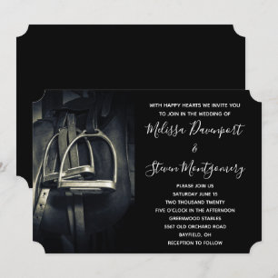 Invitation Étriers Argentés Élégants sur Selle de Cheval Angl