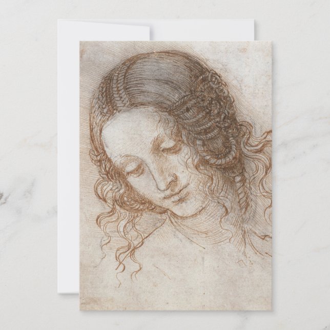 Invitation Étude de Léonard de Vinci pour la tête de Léda (Devant)