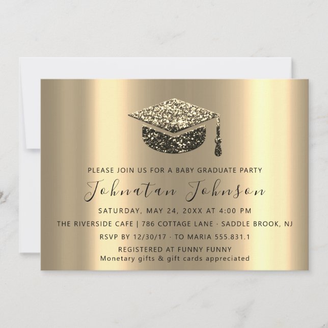 Invitation Étudiant de la fête de fin d'études Sepia Gold Cas (Devant)