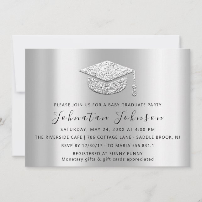 Invitation Étudiant de la fête universitaire Silver Grey Grey (Devant)