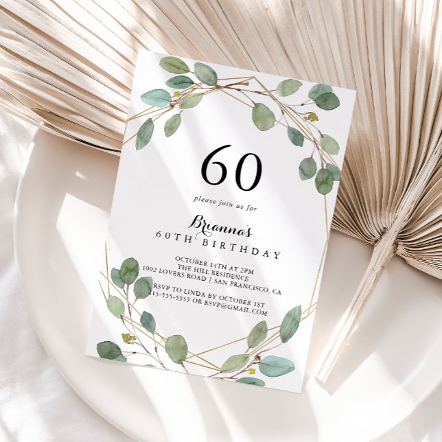Invitation Eucalyptus 60e fête d'anniversaire (Créateur téléchargé)