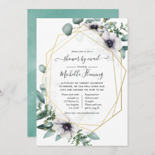 Invitation Eucalyptus Anemone Baby shower géométrique par cou