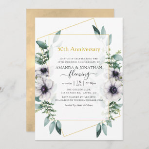 Invitation Eucalyptus Anémone géométrique 50e anniversaire