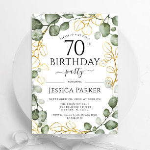 Invitation Eucalyptus Aquarelle 70e anniversaire