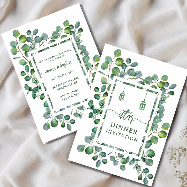 Invitation Eucalyptus aquarelle botanique ramadan iftar  (Créateur téléchargé)