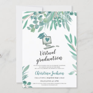 Invitation Eucalyptus aquarelle casquette photo graduation vi