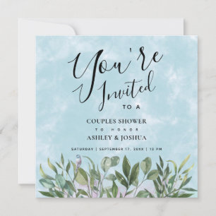Invitation Eucalyptus Aquarelle Couples Douche