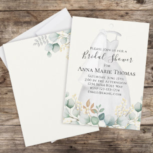Invitation Eucalyptus aquarelle Élégante robe nuptiale floral