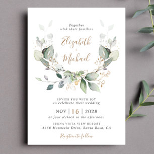 Invitation Eucalyptus Aquarelle Photo QR Code Mariage