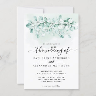 Invitation Eucalyptus Aquarelle Verdure Élégante Feuille mode