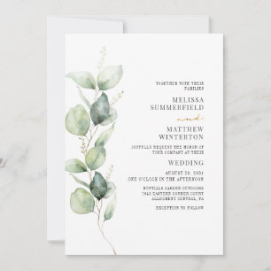 Invitation Eucalyptus Aquarelle Verdure Mariage botanique