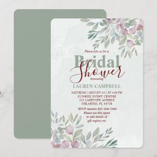 Invitation Eucalyptus Aquarelle Vert Sauge Bourgogne 