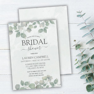 Invitation Eucalyptus aquarelle Vert sauge LANCER DU BRIDAL