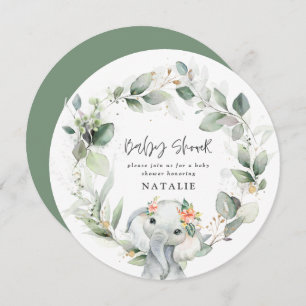 Invitation eucalyptus baby shower vert mignon invitat