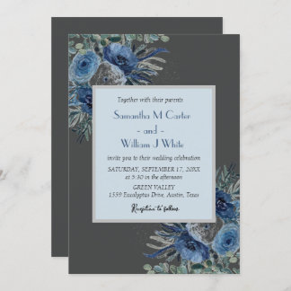 Invitation Eucalyptus bleu rustique