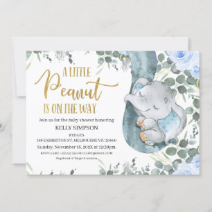 Invitation Eucalyptus Blue Floral Petit Baby shower d'arachid