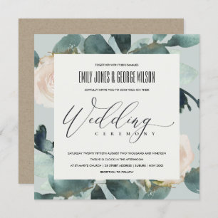 INVITATION EUCALYPTUS BLUSH ROSE GRAS KRAFT FOLIAGE MARIAGE