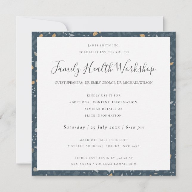 INVITATION EUCALYPTUS BLUSH ROSE KRAFT NAVY ATELIER (Devant)