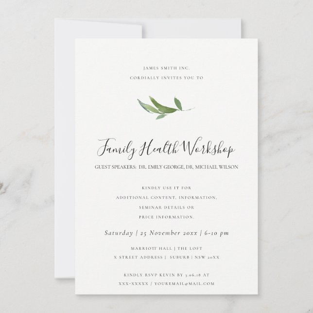 INVITATION EUCALYPTUS BLUSH ROSE KRAFT NOIR ATELIER ÉVÉNEMENT (Devant)