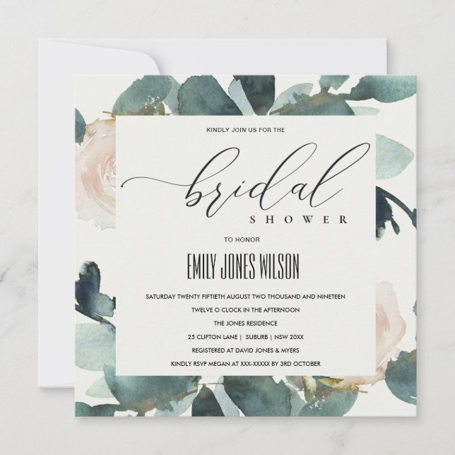 INVITATION EUCALYPTUS BLUSH ROSE SOFT KRAFT FÊTE DES MARIÉES (Devant)