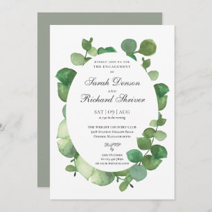 Invitation Eucalyptus Boho Green Energy Floral Engagement Par
