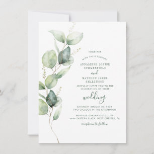 Invitation Eucalyptus Botanical Greenery Mariage Script