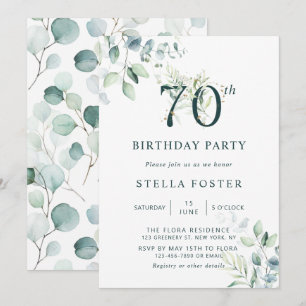 Invitation Eucalyptus Botanical Numéro 70e fête d'anniversair