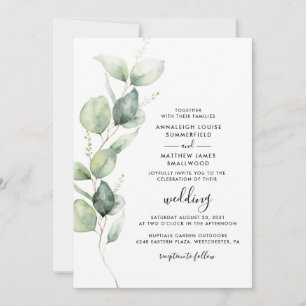 Invitation Eucalyptus Botanical QR Code Mariage minimal