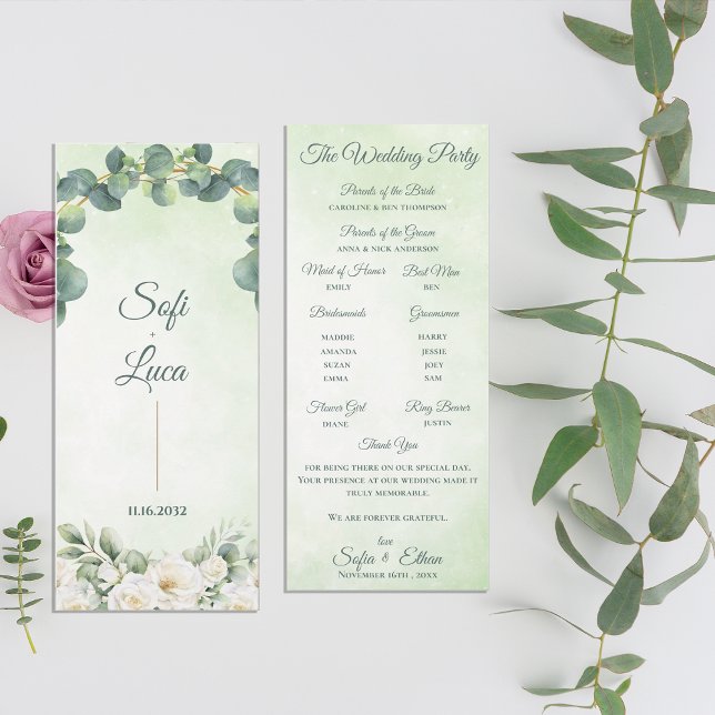 Invitation Eucalyptus Botanical Wedding Ceremony Program (Eucalyptus Botanical Wedding Ceremony Program)