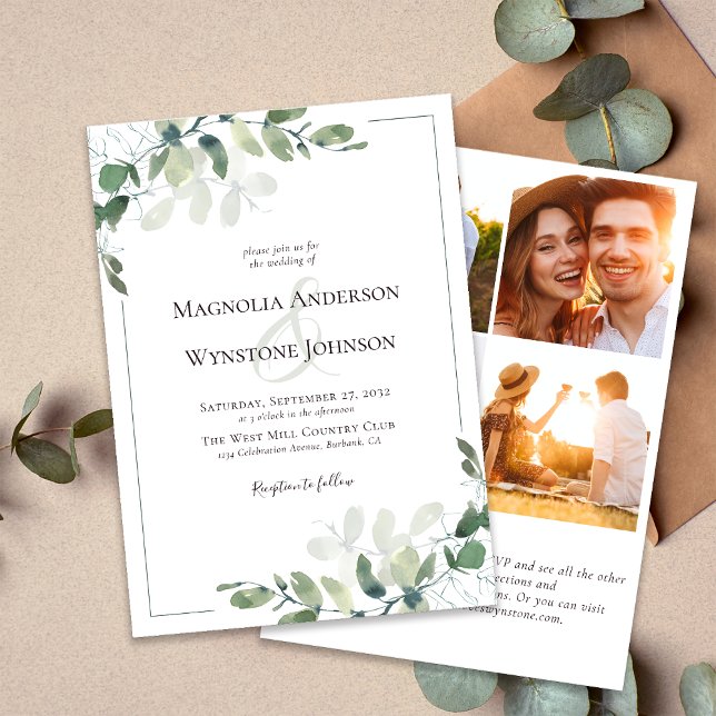 Invitation Eucalyptus Botanics QR Code Mariage photo (Créateur téléchargé)