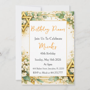 Invitation Eucalyptus Botanique Floral Or Doré Anniversaire