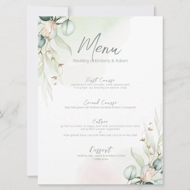 Invitation Eucalyptus Bouquet Mariage Diner Manu (Devant)