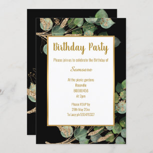 Invitation Eucalyptus Branche Vert Gold Trier Anniversaire