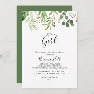 Invitation Eucalyptus Brown Floral C'est un Baby shower de fi