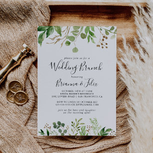 Invitation Eucalyptus Brown Floral Mariage Brunch