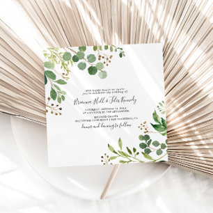 Invitation Eucalyptus Brown simple Carré Mariage