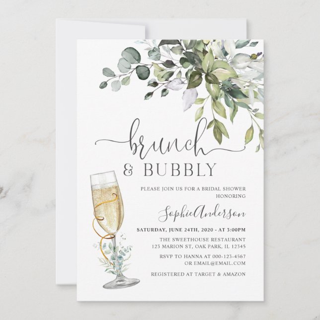 Invitation Eucalyptus Brunch & Bubbly (Devant)