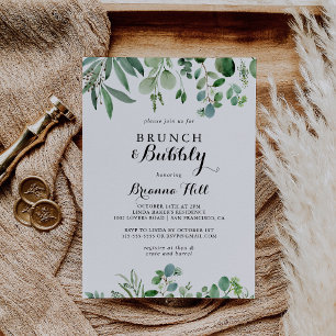 Invitation Eucalyptus Brunch et Fête des mariées Bubbly
