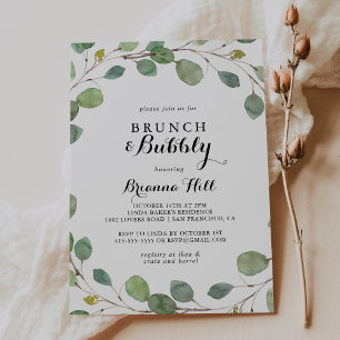 Invitation Eucalyptus Brunch et Fête des mariées Bubbly