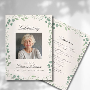Invitation Eucalyptus Célébration de la vie funéraire Beige