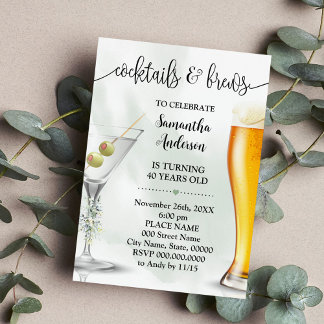 Invitation Eucalyptus Cocktails & Brews Couples Douche