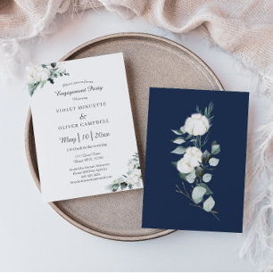 Invitation Eucalyptus Cotton blanc moderne v2 Partie d'engage