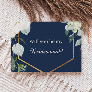 Invitation Eucalyptus Cotton Navy Moderne Bridesmaid Proposit